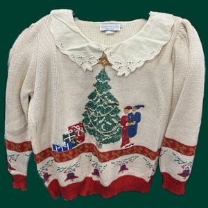 Vintage 80s Christmas sweater with collar